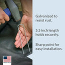 Pinnacle Mercantile USA Made 100 Pack Garden Landscape Staples Weed Barrier Fabric Stakes Galvanized 6 inch Pins Anti Rust Sod Staple 11 Gauge Steel by CozyNest Decor