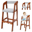 Wooden High Chair for Toddlers, Adjustable Dining Feeding Chair with Removable Cushion for Child, High Chair Grows with Your Kid with Steps for Kids Dining, Studying, Step Tool(Nut-Brown) by TinyTreasures Baby Boutique