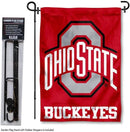 College Flags & Banners Co. Ohio State Buckeyes Garden Flag with Stand Holder by GreenHaven Gardens