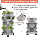 Vertical Planter 4 Tier Stackable Planters Garden Planters Strawberry Herb Flower and Vegetable Planter Indoor Outdoor Gardening Pots with Removable Wheels and Tools 2-Pack by GreenHaven Gardens