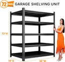 72''H Garage Shelving Heavy Duty Garage Storage Shelves, 3000 LBS Adjustable 5 Tier Industrial Shelving Unit, Metal Utility Shelf for Basement, Warehouse and Workshop (72''Hx36''Wx18''D, Black) by GreenHaven Gardens