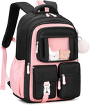 Kids Backpack for Girls School Bags for Middle School Students Book Bag for Elementary Primary Kawaii Ita Backpack, Black and Pink by TinyTreasures Baby Boutique