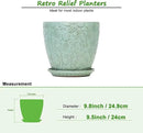 10 inch Plant Pots Ceramic Planter with Drainage Holes and Saucer for Multiple Plants, Indoor-Outdoor Garden Pots for Succulent, Orchid, and Flower by CozyNest Decor