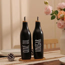 HOMCDALY Olive Oil and Vinegar Dispenser Set, Ceramic Oil and Vinegar Bottles with Bamboo Tray, 16.9oz Kitchen Cruet - Set of 2 - Black by CozyNest Decor
