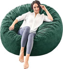 Bean Bag Chairs for Adults - Memory Foam Furniture BeanBag Chair - Kids/Teens Sofa with Soft Micro Fiber Cover - Round Fluffy Couch for Living Room Bedroom College Dorm - 4 ft, Green by CozyNest Decor
