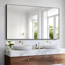 Bathroom Black Mirror, 36x55in Black Rectangle Mirror with Thin Metal Frame, Large Rectangular Wall Mirror for Bathroom, Living Room, Hair Salon, Big Farmhouse Mirror Hang Horizontal/Vertical by CozyNest Decor