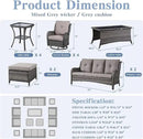 Wicker Patio Furniture Sets - 13 Piece Outdoor Rattan Furniture Conversation Sets with 4 Swivel Rocker Chairs, 2 Rattan Sofas, Wicker Ottomans and Coffee Table, Mixed Grey/Grey by GreenHaven Gardens