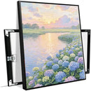 The hydrangea scenery all over the lake at sunset is suitable for posting in the living room bedroom office landscape poster wall painting by CozyNest Decor