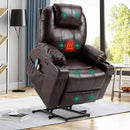 VIVIJASON Power Lift Chair Electric Recliner for Elderly Heated Vibration Massage Faux Leather Recliner Chair with 2 Remote Controls, Cup Holders, Side Pockets & USB Ports for Living Room (Brown) by CozyNest Decor