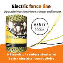Electric Fence Polywire 656 Feet，200 Meter，6 Stainless Steel Strands for Reliable Conductivity and Rust Resistance，Portable Electric Fence Rope by GreenHaven Gardens