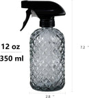 12Oz Glass Plant Spray Bottle, Gem Pattern Glass Sprayer, Watering Can with Black Plastic Top Pump, Handheld Watering Can for Indoor Outdoor Potted Plants and Greenery (Grey) by GreenHaven Gardens