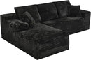 Modular Sectional Sofa Cloud Sectional Couch, 107" Comfy Fluffy L Shaped Black Couches for Living Room, Deep Seat Memory Foam Plush Corduroy Boneless Couch Sectionals with Left Facing Chaise Sofa by CozyNest Decor