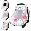 Baby Carseat Cover Girls, Pea Pod Floral Infant Car Seat Covers Canopy for Newborn with 2 Layers Windows of Breathable Mesh/Fabric, Lightweight Polyester/Minky Dot Backing, Snug Fit Most Baby Car Seat by TinyTreasures Baby Boutique