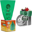 RAYTID 150 Counts 1.6 Gallon (1.6-1.75-2 Gal) Compost bin kitchen Bags, Fit 4.5,6,7,8 Liters,Strong compost bags for countertop bin,ASTM D6400, US BPI and Europe OK compost HOME certified by GreenHaven Gardens