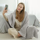 Amélie Home Chenille Knit Throw Blanket for Couch, Chevron Texture Decorative Soft Blanket for Sofa, Bed & Chair, 60"x80", Light Grey by CozyNest Decor