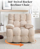 Oversized Recliner Chair Manual Swivel Rocker Recliner for Living Room Chenille Overstuffed Nursery Reclining Sofa Chair Rocking Recliners for Adults 400lbs (Manual, Beige) by CozyNest Decor
