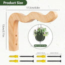 FGSAEOR Plant Hangers Outdoor, Hanging Plant Hooks for Indoors, Wave-Shaped Wooden Hanging Baskets for Wall Plant Hooks Heavy Duty for Flower Pots Wind Chimes and Bird Feeders (2-Pack, 6.8-Inch) by GreenHaven Gardens