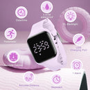 Kids Watches for Girls Boys Digital Sport Watch with Step Counter Pedometer Vibration Alarm Clock, No App Waterproof Fitness Tracker Kids Watch Boys Girls Teens Students Ages 5-16 by TinyTreasures Baby Boutique