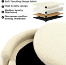 Furniliving Upholstered Button Tufted Round Ottoman, Ottoman with Storage, Teddy Footrest Stool, Removable Lid Convenient Footstools, Bedroom Ottomans with Storage for Vanity, Living Room, Beige by CozyNest Decor