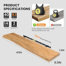 Floating Shelves for Wall, Live Edge 40"W x 9.3"D x 1.5"H Wood Floating Shelf, Set of 2 with Invisible Heavy-Duty Metal Bracket, Deep Floating Shelf for Living Room Kitchen, Natural Finish by CozyNest Decor