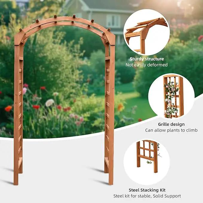 Solid Fir Wooden Garden Arch Premium Outdoor Trellis for Climbing Plants, 84.5”H×49.37”W×23.5’’D, Also can be Used for Wedding and Party Decoration, photo 3 of 6