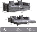 Convertible Sleeper Sofa Bed, Compression Folding Sofa with Pillow, No Assembly Required, Shape Frame, Floor Sofas Lounge Couch for Living Room, Bedroom, Small Spaces(Chenille, 77''W, Dark Grey) by CozyNest Decor