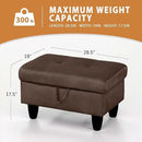 Ottoman Rectangular Storage Ottoman Bench, Flannel Footrest Stool Footstool with Lid for Living Room, Bedroom, Entryway, Chocolate, 28.5"x19"x17.5" by CozyNest Decor