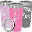 Personalized Tumbler for Women, Customized Coffee Travel Mug, Engraved Monogram Initial, Valentine’s Day Gift, Birthday Gift Idea, Keep Drinks Cold and Hot (Pink, 20oz) by TinyTreasures Baby Boutique
