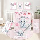Personalized Baby Crib Set, 5 Pcs Custom with Name, Soft Elephant Crib Bedding, Double Layer Toddler Infant Bedding, New Parents Gifts by TinyTreasures Baby Boutique