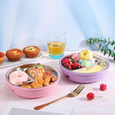 Nuogo 2 Pcs Stainless Steel Baby Suction Plates with Removable Silicone Shell 2-in-1 Metal Toddler Bowl Divided for Picky Eaters Kids Feeding Led Weaning Supplies, Dishwasher Safe (Purple,Pink) by TinyTreasures Baby Boutique