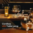 Portable Metal Table Lamp for Indoor/Outdoor ,Rechargeable Cordless LED Lamp, 3-Colour Infinitely Dimming Battery Powered Small Desk Lamp, Restaurant/Bedroom/Bar/Coffee/Camping Light (Gold Set of 2) by CozyNest Decor