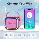 Contixo KS1A Kids Mini Karaoke Machine with LED Lights, 7–10H Playback, Dual Wireless Mics, Magic Voice Effects, Bluetooth Speaker for Children, Portable Singing Toy Gift for Boys & Girls, Pink by TinyTreasures Baby Boutique