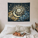 HZOHNAGO Sun Moon Tapestry Boho Golden Stars Pattern Printed Wall Tapestry Wall Hanging for Bedroom Living Room Dorm 60" W x 50" H by CozyNest Decor