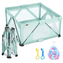 Baby Playpen Foldable, Playard for Babies and Toddlers, Portable Playpen Activity Center with 50 Balls+2 Handles for Travel, Indoor & Outdoor Play Pen with Mesh 59''x71'' by TinyTreasures Baby Boutique