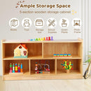 Montessori Shelf, 47-1/4" L Toy Shelf, Toy Storage Organizer with 2-Layer Bookshelf, 5-Section Wooden Storage Cabinet, Bookshelf for Kids Rooms, Playroom, School, Nursery by TinyTreasures Baby Boutique