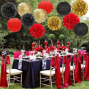 Red-Black Gold Party-Decorations Paper Flowers Lanterns - 15PCS Casino Theme Halloween Tissue Pom Poms Streamers,Game Night Women Men Birthday Wedding Bachelorette Hanging Supplies Decor Hugfond by CozyNest Decor