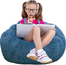 Classic Bean Bag Chair, with Faux Rabbit Fur Cover for Teens and Kids, Memory Foam Bean Bag Chairs, Ultra Soft Faux Fur Fabric, 2.5 feet Round Fluffy Bean Bag Sofa by TinyTreasures Baby Boutique