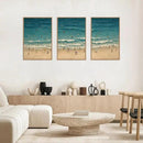 HLNIUC Summer Beach Canvas Wall Art,Modern Minimalist Coastal Landscape Wall Decor Set of 3(16”x24”) Blue Abstract Ocean Wall Painting, Summer Swimming in the Sea Art Print for Living Room,Bathroom by CozyNest Decor