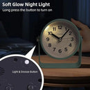 Analog Alarm Clock, Silent Non-Ticking Quartz Movement, Battery-Operated with Snooze & On-Demand Light, Easy to Set Gentle Wake Bedside Desk Clock, Ideal for Home, Travel, Office (Green) by CozyNest Decor