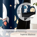 Kids Space Astronaut Planets Rockets Blackout Curtains - 100% Blackout, Thermal Insulated, Noise Reducing, for Kids Room and Nursery, 2 Panels (Astro Buddy Rockets, W52×L84) by TinyTreasures Baby Boutique