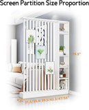 Wall Room Divider, Storage Cabinet Storage Display with Shelves, Modern Freestanding Wood Room Divider Screen, Wall Privacy Screens for Home Decorative (White,35.4" L x 9.5" W x 79.5" H) by CozyNest Decor