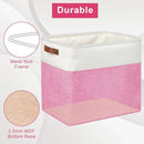 Large Fabric Storage Baskets | 50L Storage Bins, Decorative Linen Closet Baskets with Handles for Organizing, Shelf, Toys, Clothes, Home, Office, Nursery, 17x12x15Inches (Pink&White) by TinyTreasures Baby Boutique