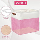 Large Fabric Storage Baskets | 50L Storage Bins, Decorative Linen Closet Baskets with Handles for Organizing, Shelf, Toys, Clothes, Home, Office, Nursery, 17x12x15Inches (Pink&White) by CozyNest Decor