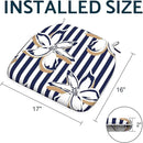 Indoor/Outdoor Chair Cushions 16x17 Inch, Patio Chair Cushions with Ties, All Weather Seat Cushions for Patio Furniture Home Garden Chair Use, Set of 4, Clemens Cabana Navy by GreenHaven Gardens