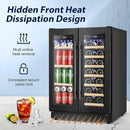 Tylza 24 Inch Wine and Beverage Refrigerator, Dual Zone Wine Beverage Cooler 24" with French Door, Under Counter Wine Beer Fridge Built-In or Freestanding, Holds 20 Bottles and 88 Cans, Black by CozyNest Decor