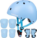 Kids Bike Skateboard Helmet Pad Set,Toddler Cyling Protective Gear Knee & Elbow Pads Wrist Guards for 5-8-10-12-14-16 Years Girls Boys Bicycle Scooter Roller Skate Inline Skating Rollerblading by TinyTreasures Baby Boutique