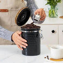 TEDSWAIT Coffee Canisters Airtight Coffee Bean Storage Container Kitchen Stainless Steel Food Storage Container with Scoop Date Tracker & CO2 Valve 61Fl Oz (Diamond Black) by CozyNest Decor