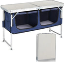 Outvita Portable Camping Table with Storage, Outdoor Aluminum Folding Camping Table with 3 Adjustable Height, Foldable Camp Tables for Backyards BBQ Party Picnic Beach Indoor, White by GreenHaven Gardens