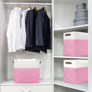 Large Fabric Storage Baskets | 50L Storage Bins, Decorative Linen Closet Baskets with Handles for Organizing, Shelf, Toys, Clothes, Home, Office, Nursery, 17x12x15Inches (Pink&White) by CozyNest Decor