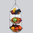 3-Tier Wire Fruit Hanging Basket 2 Packs,non-Punching Wall Hanging Storage,Kitchen Bathroom Organization Basket,Suitable for Bathroom,Kitchen,Closet,Garden,Black by CozyNest Decor
